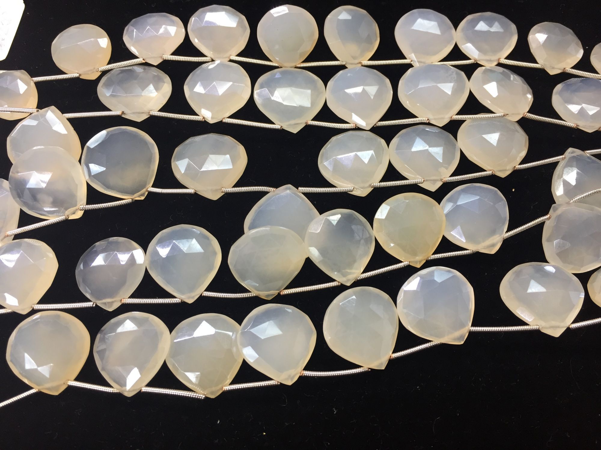 White Chalcedony Hearts Faceted