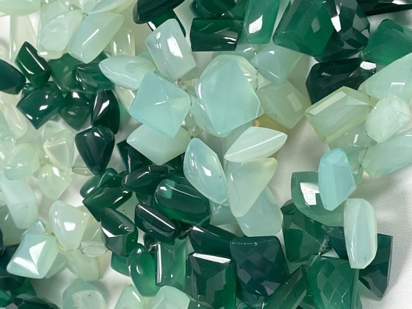 Shaded Green Chalcedony Funky Cut Faceted