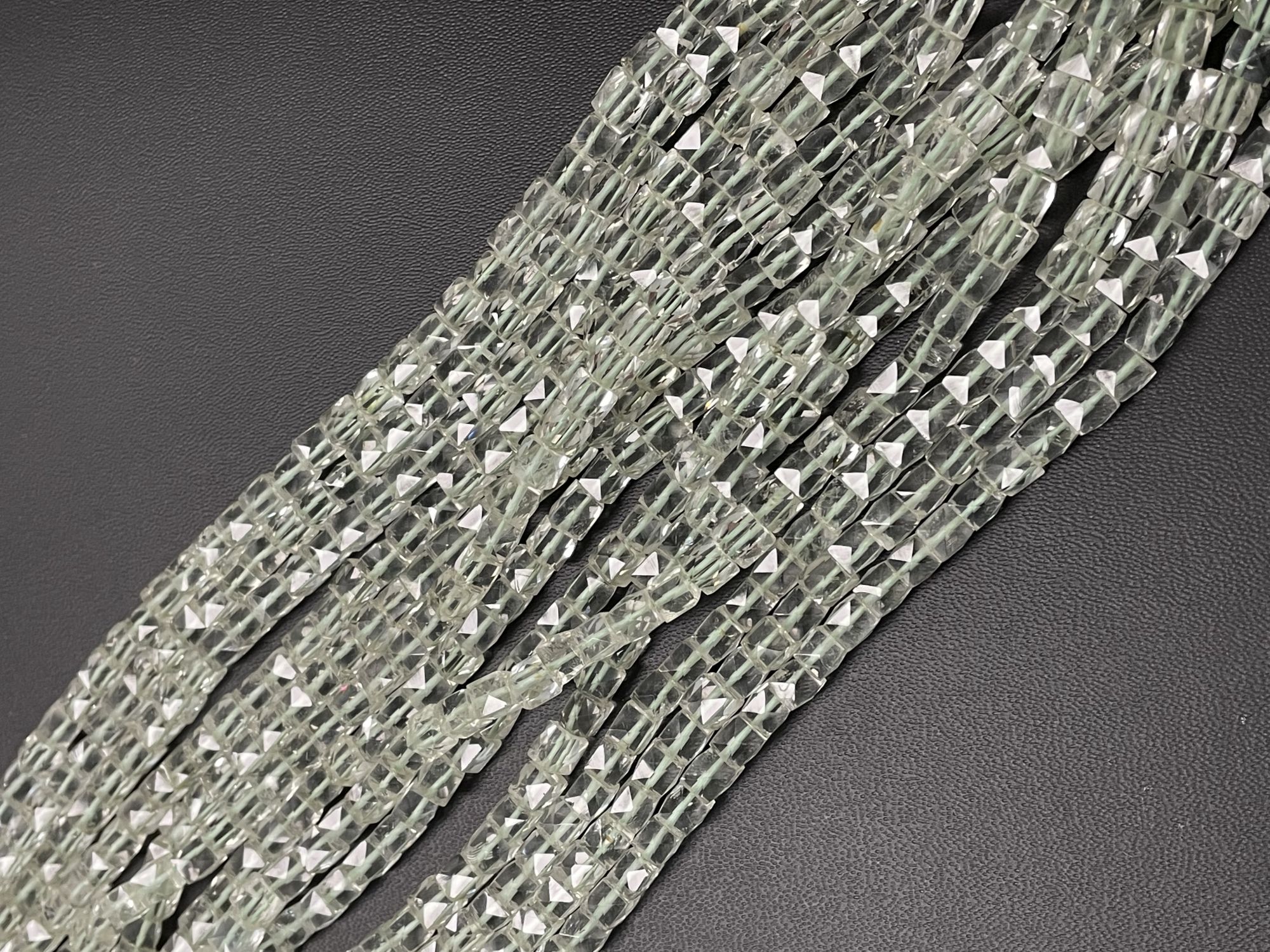 Green Amethyst Cube Faceted