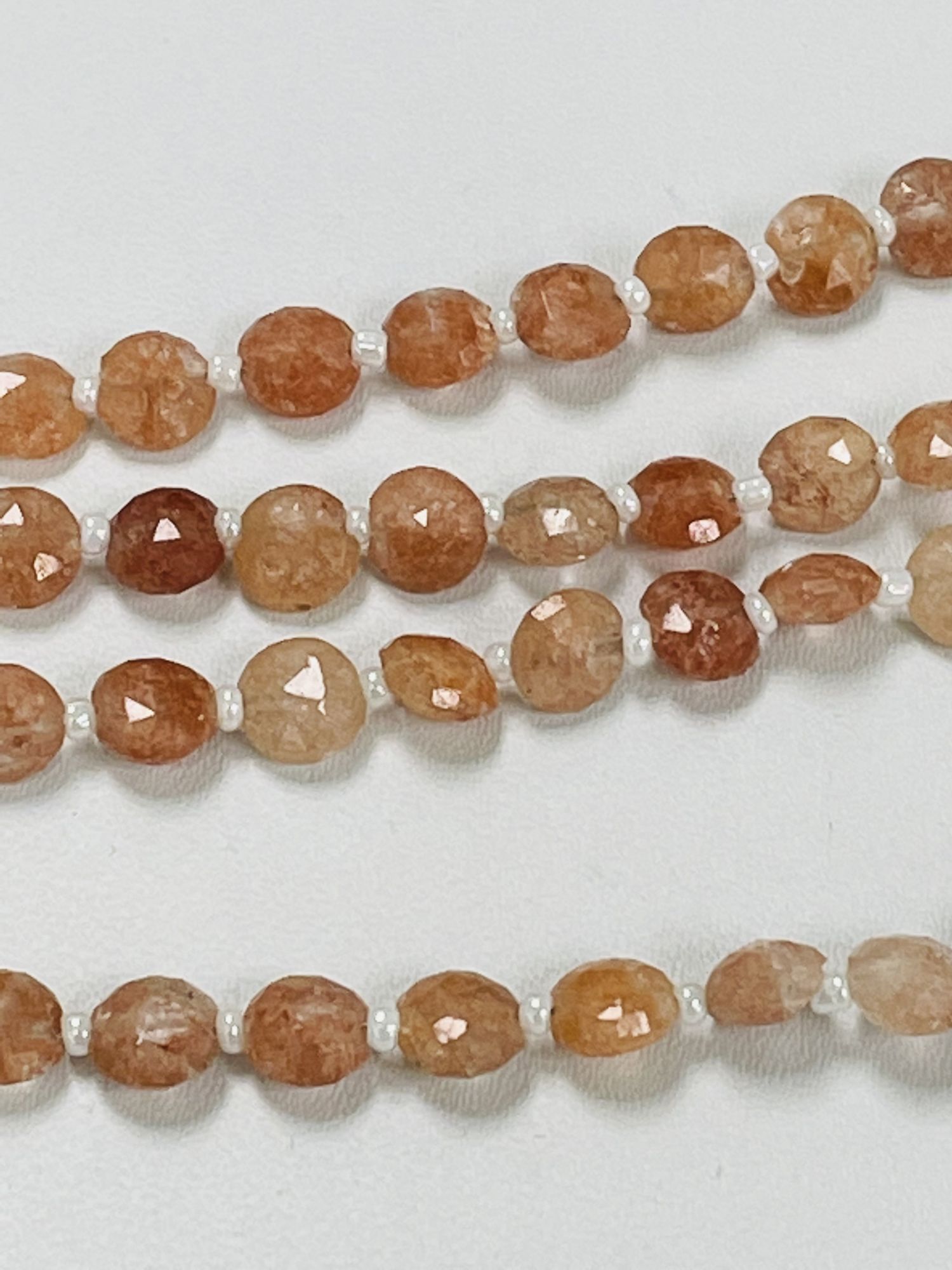 Peach Strawberry Quartz Coin Faceted