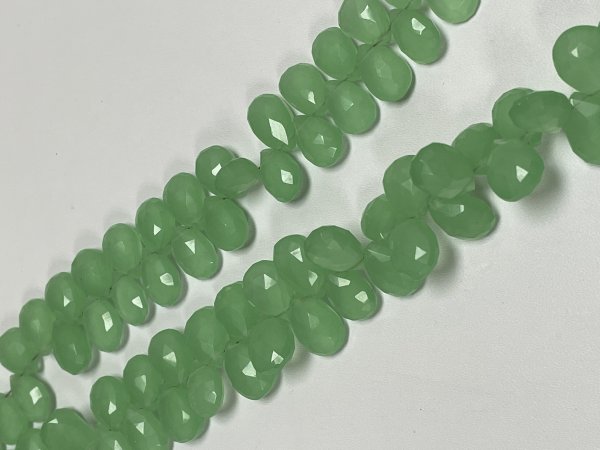 Green Chalcedony Pears Faceted