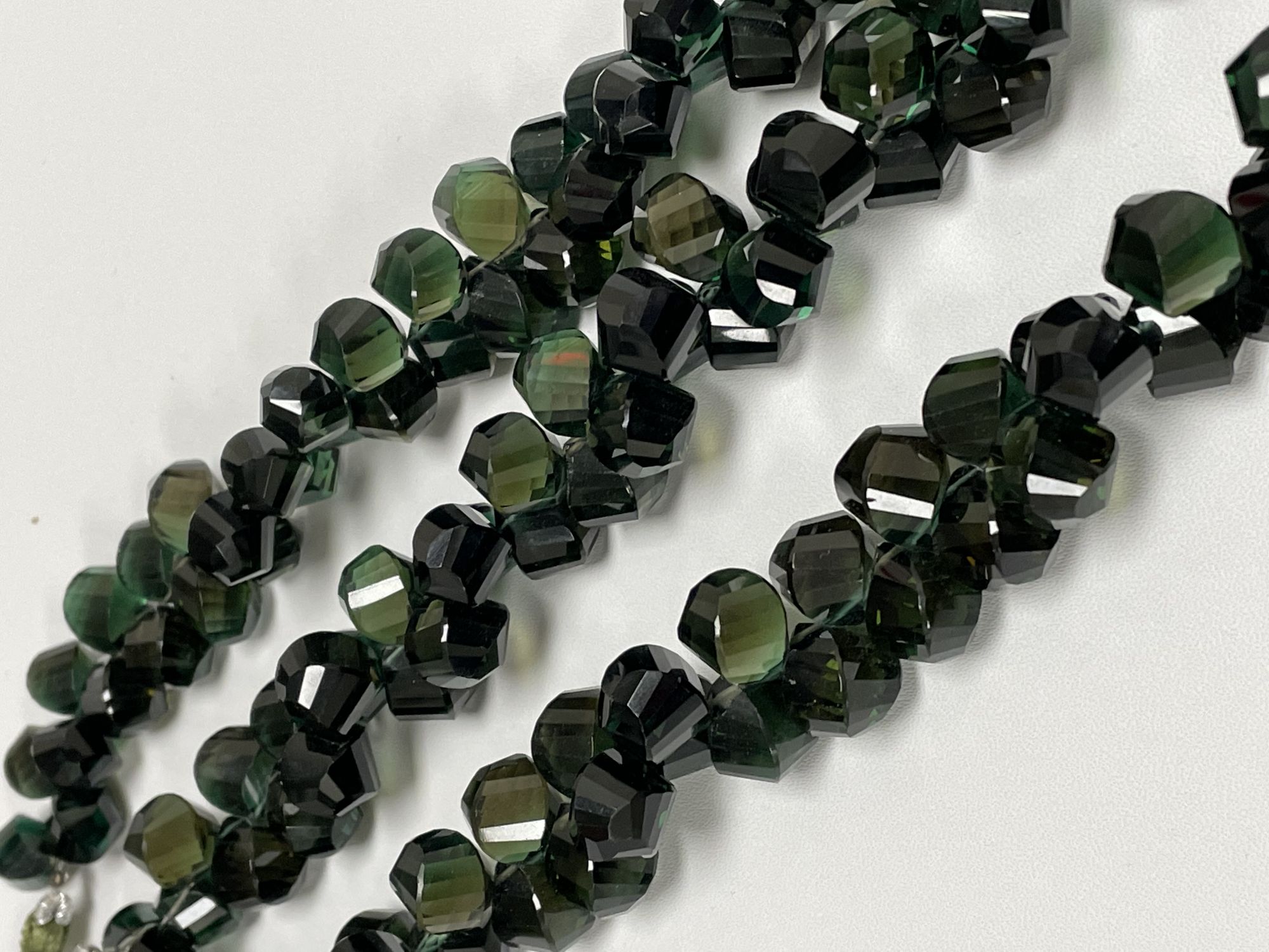 Olive Green Hydro Quartz Twisted Drop Faceted