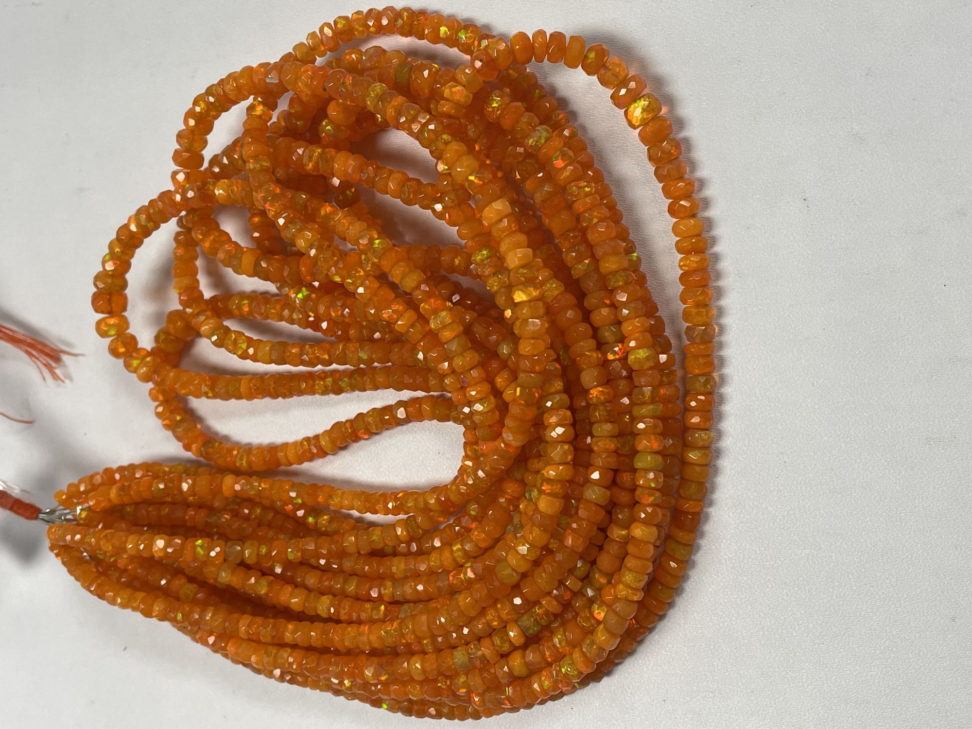 Orange Ethiopian Opal Rondelle Faceted