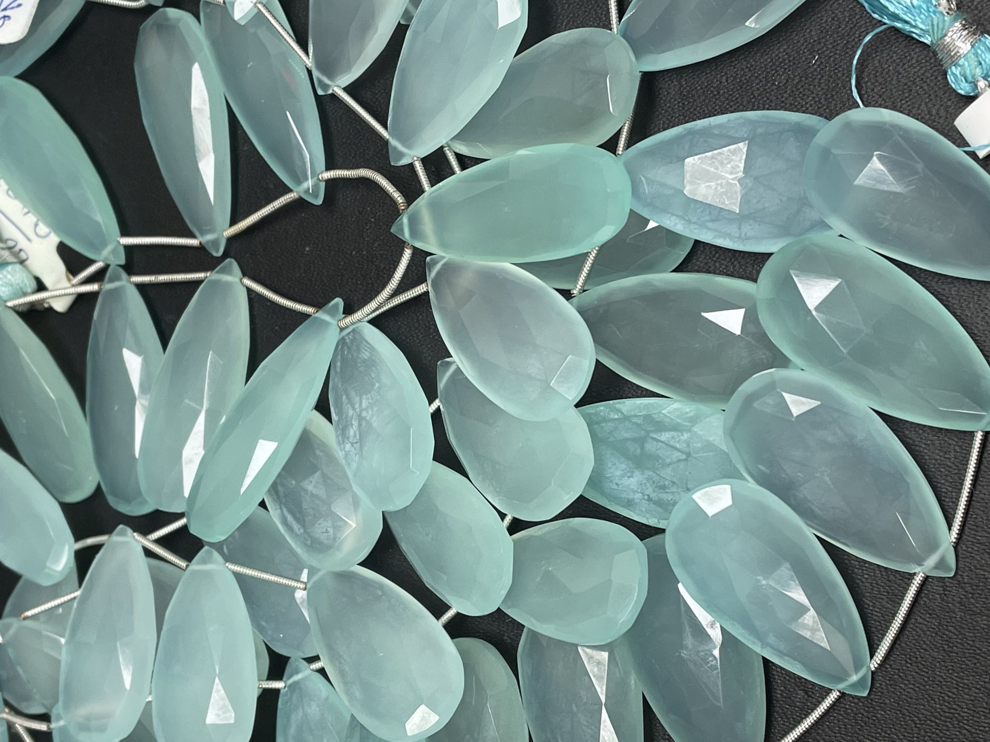 Aqua Chalcedony Long Pear Faceted
