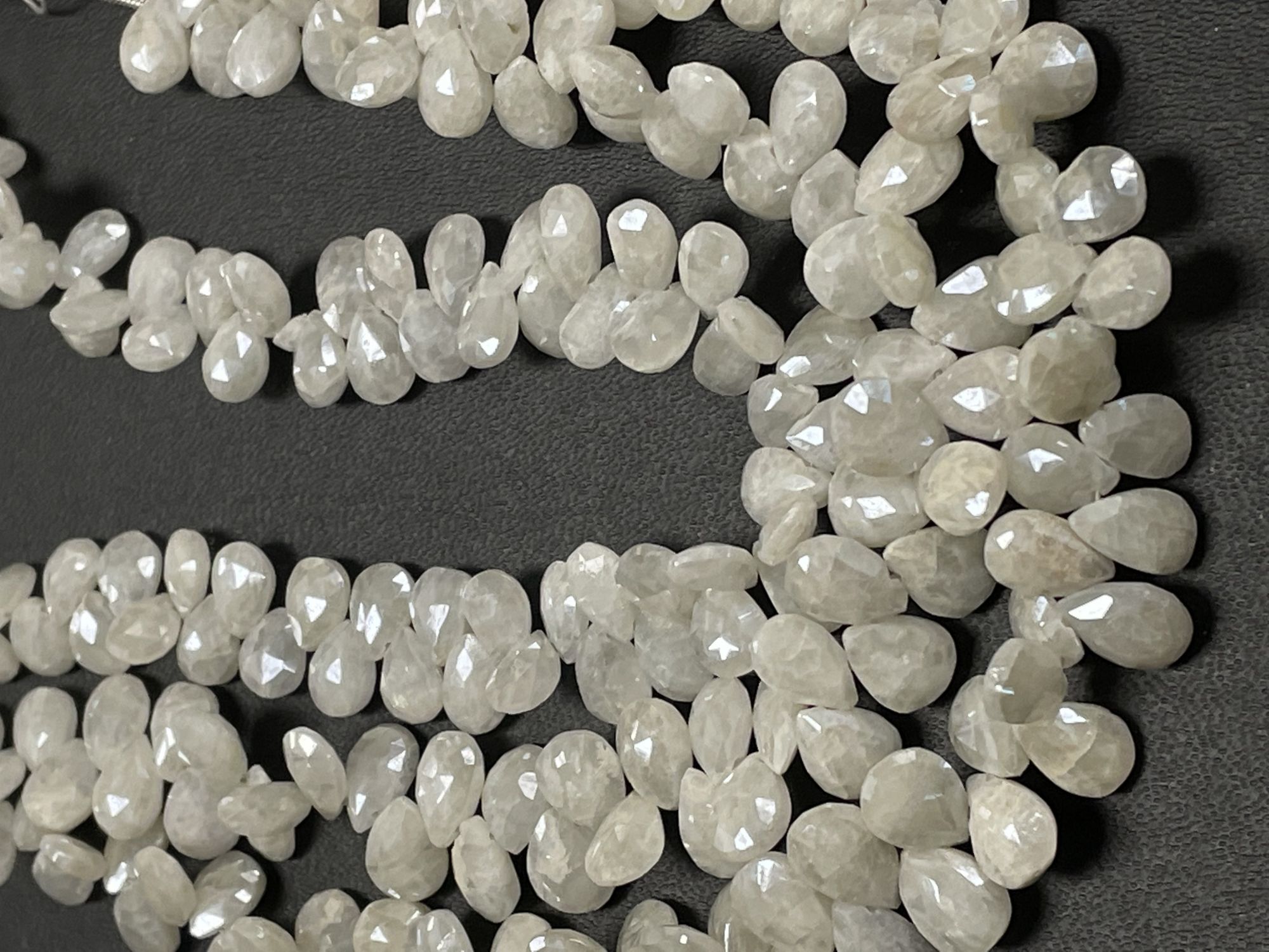 Pearl White Silverite Pears Faceted