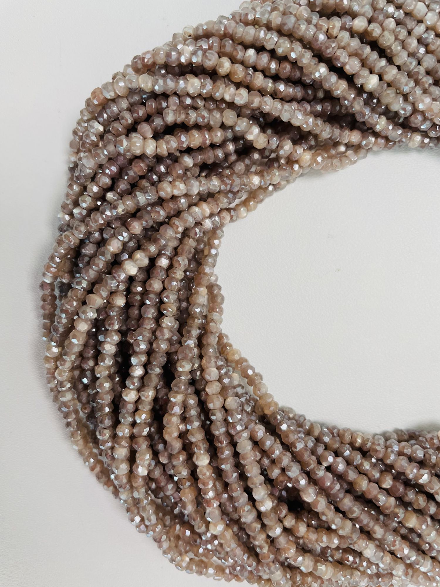 Coated Chocolate Moonstone Rondelle Faceted