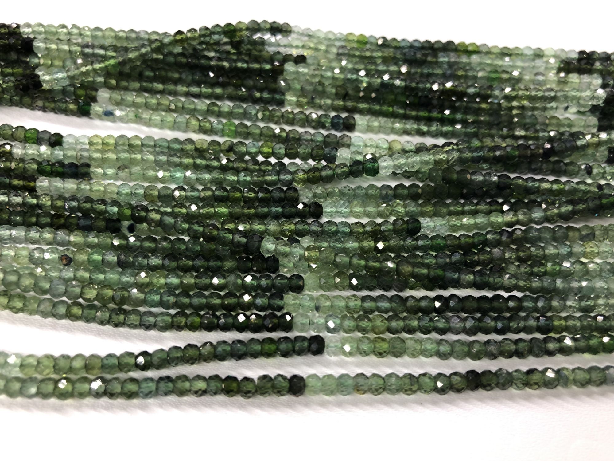 Shaded Green Tourmaline Rondelle Faceted