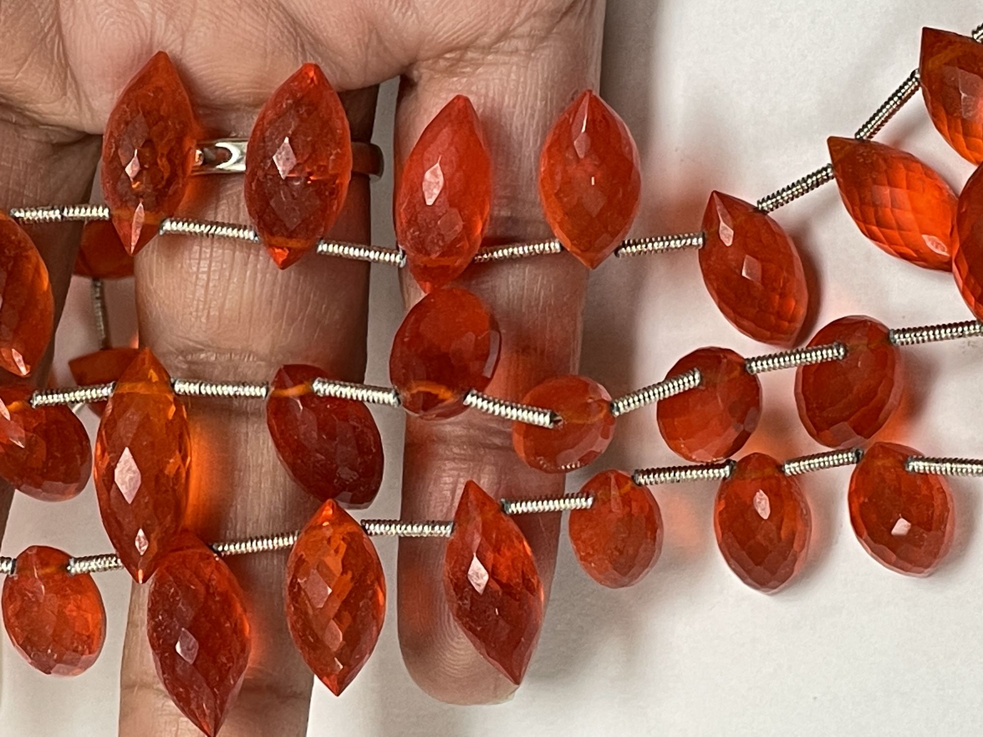 Orange Hydro Quartz Puff Marquise Faceted