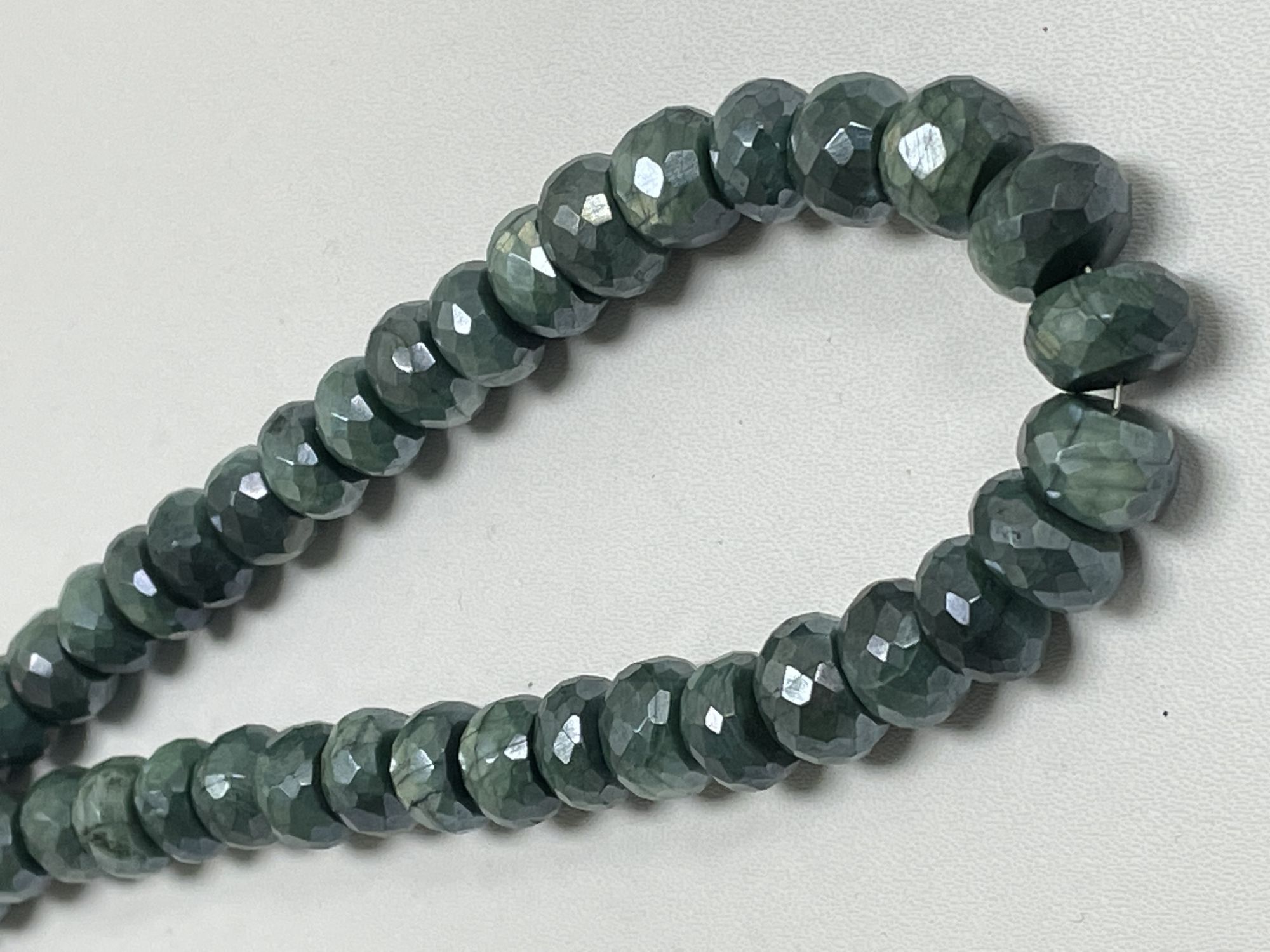 Green Coated Moonstone Rondelle Faceted