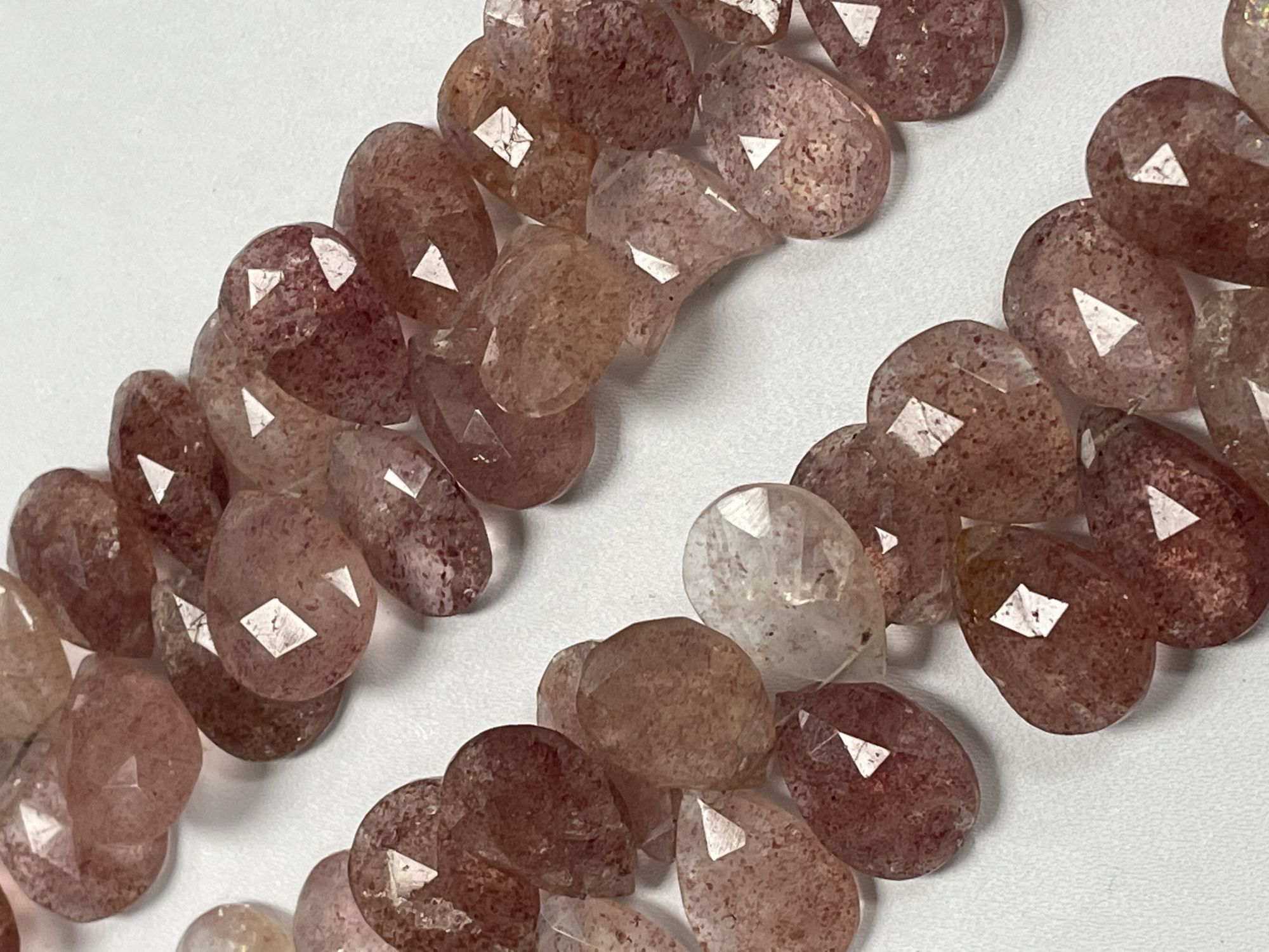 Pink Strawberry Quartz Pear Faceted