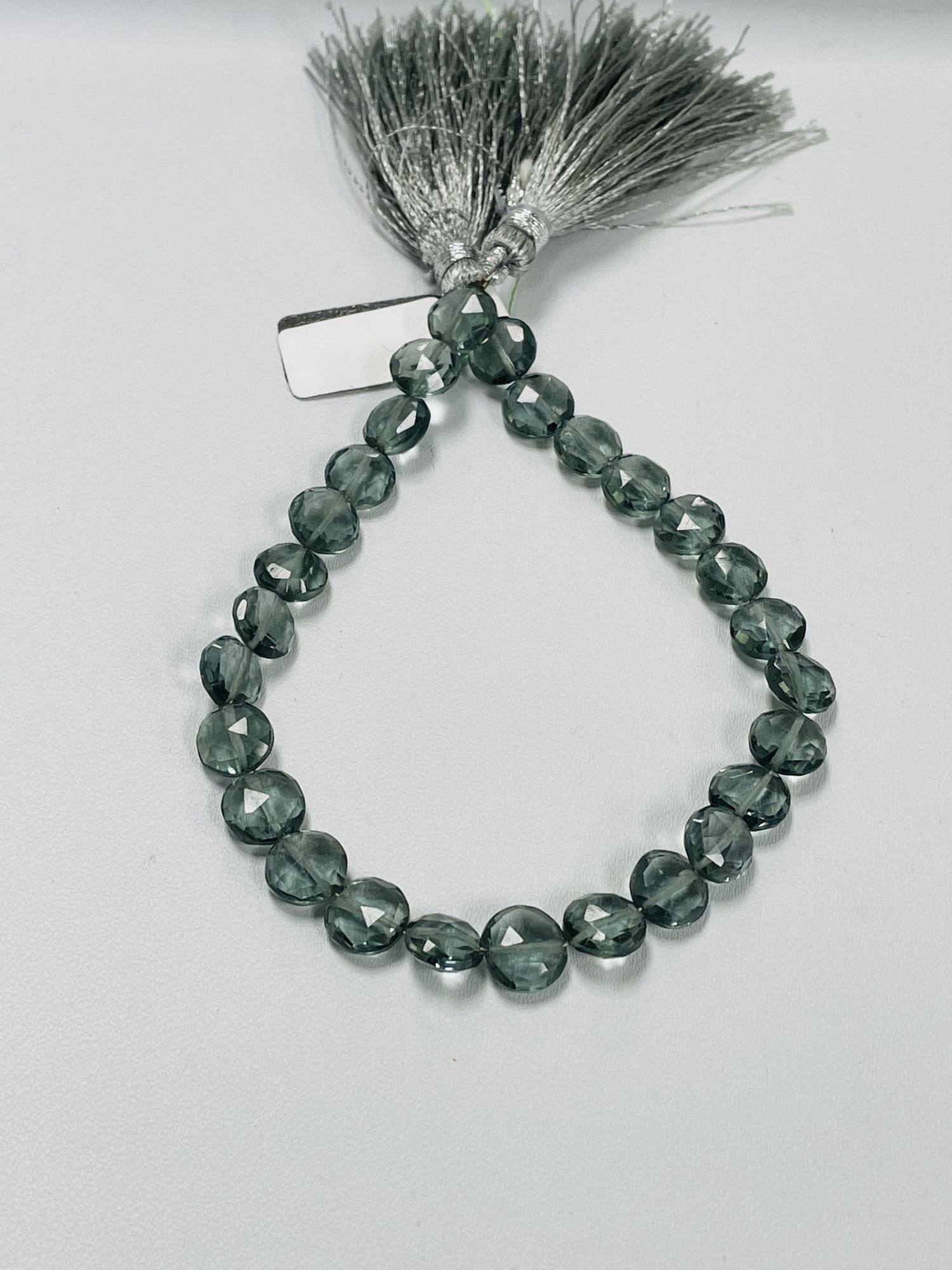 Grey Hydro Quartz Coin Faceted