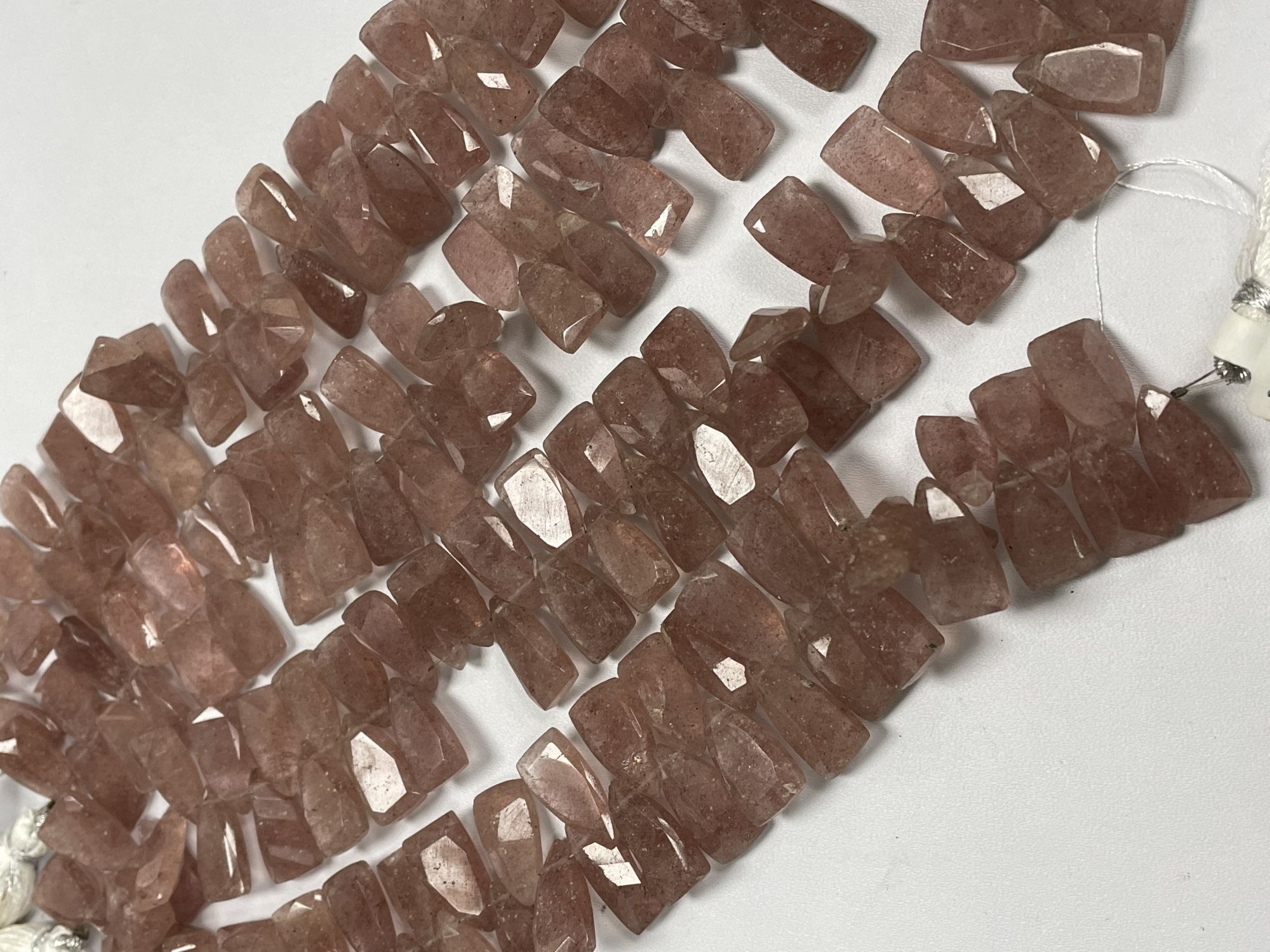 Pink Strawberry Quartz Fan Cut Faceted