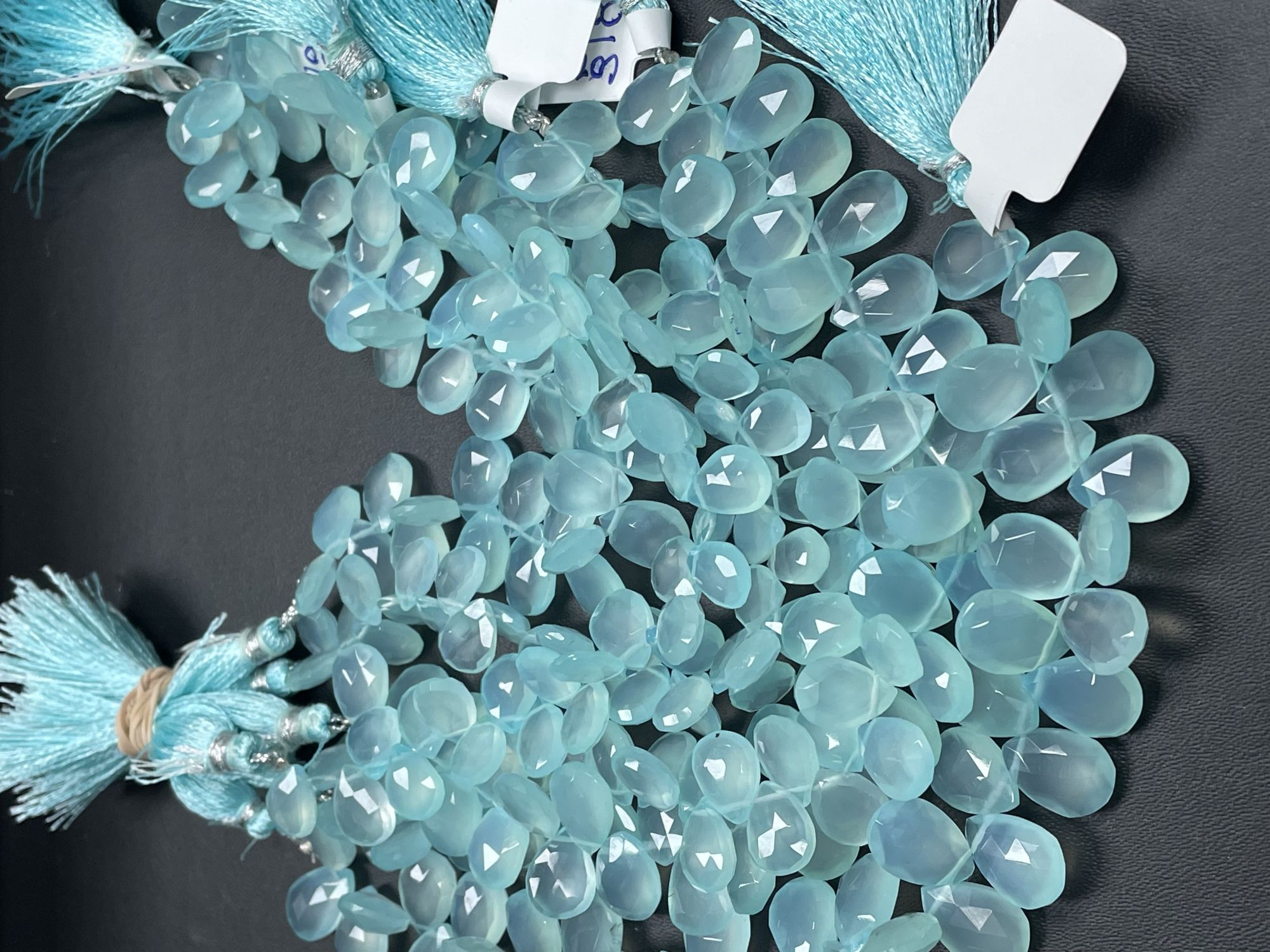Aqua Chalcedony Pear Faceted