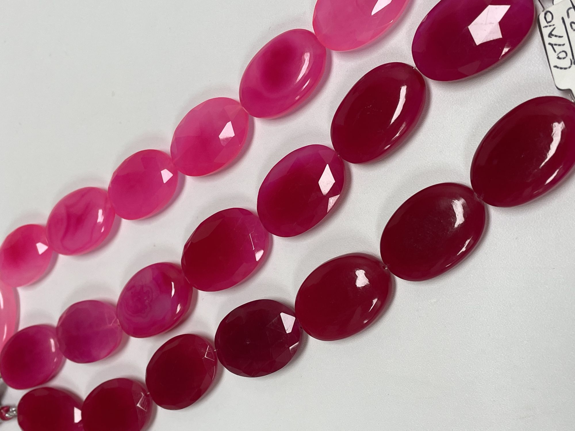 Pink Oval Chalcedony One side Faceted One side Smooth