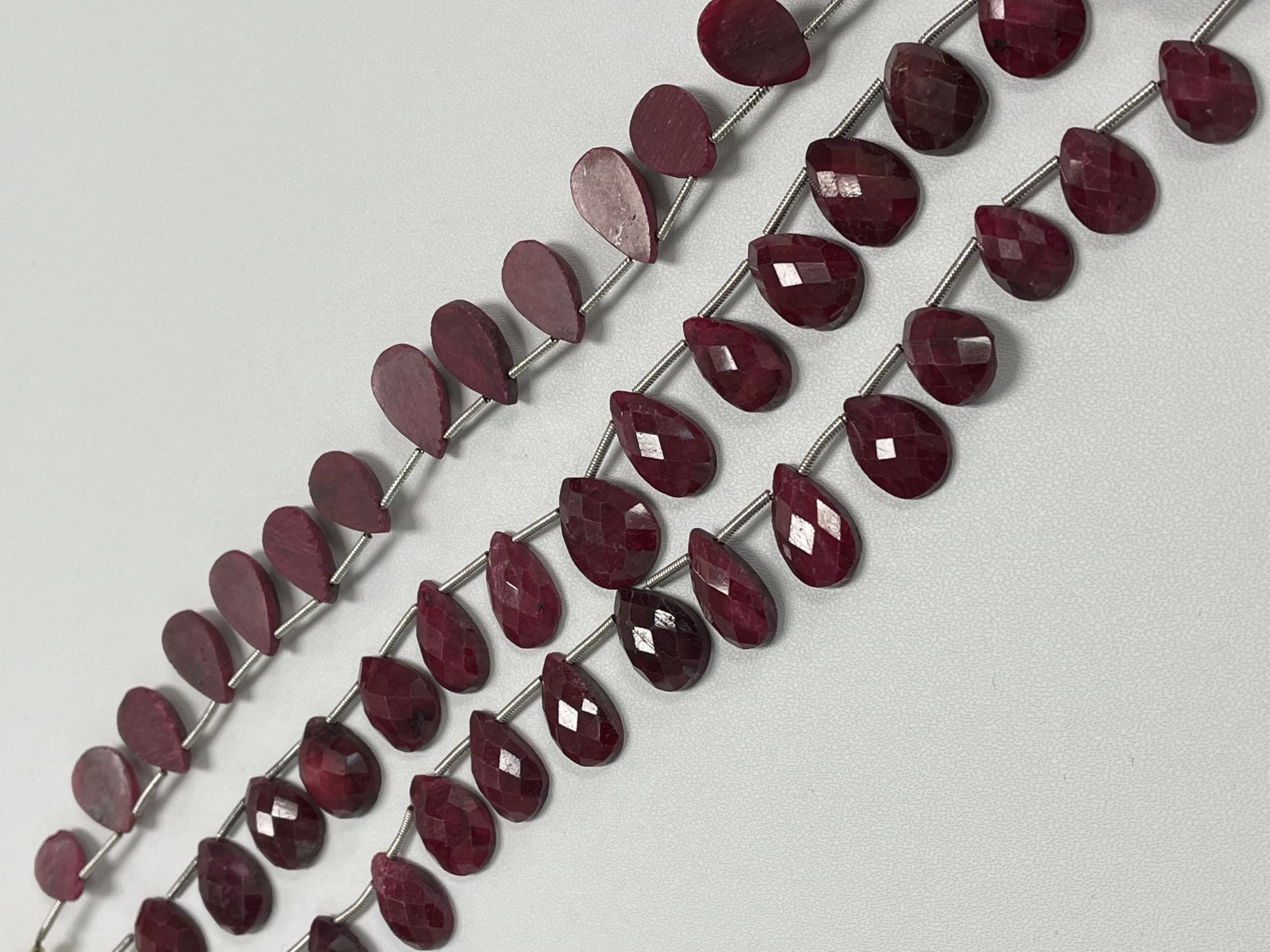 Dyed Ruby One Side Flat Pear Faceted