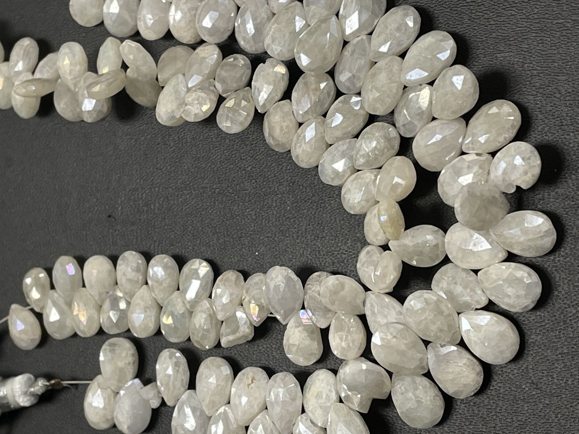 Pearl White Silverite Pear Faceted