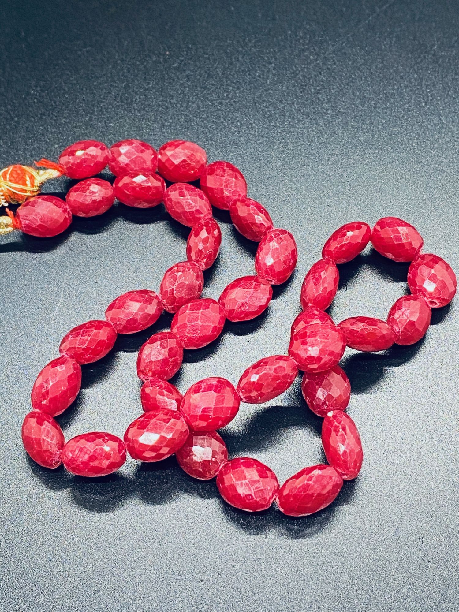 Ruby Ovals Faceted Dyed