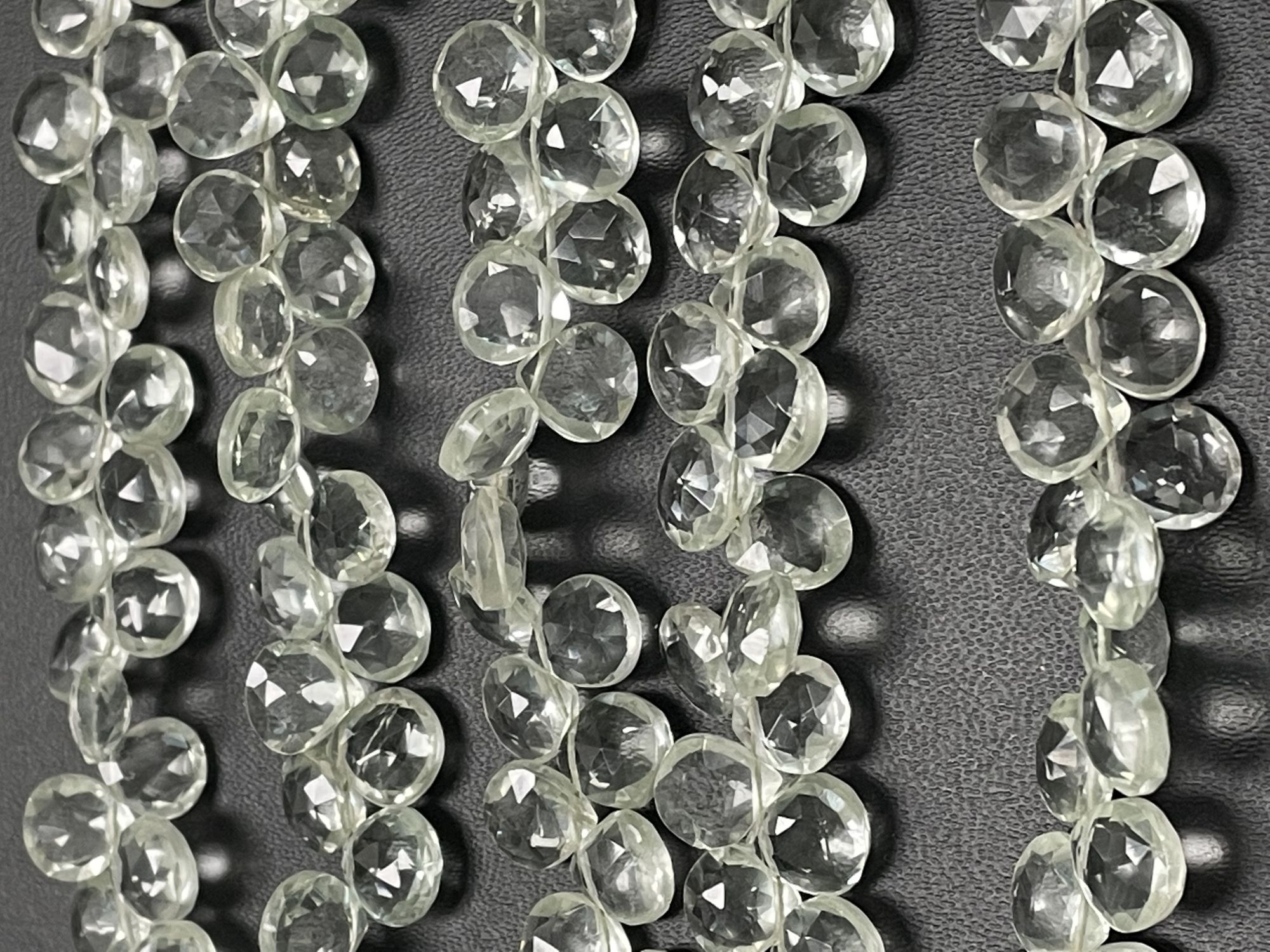 Green Amethyst Hearts Faceted