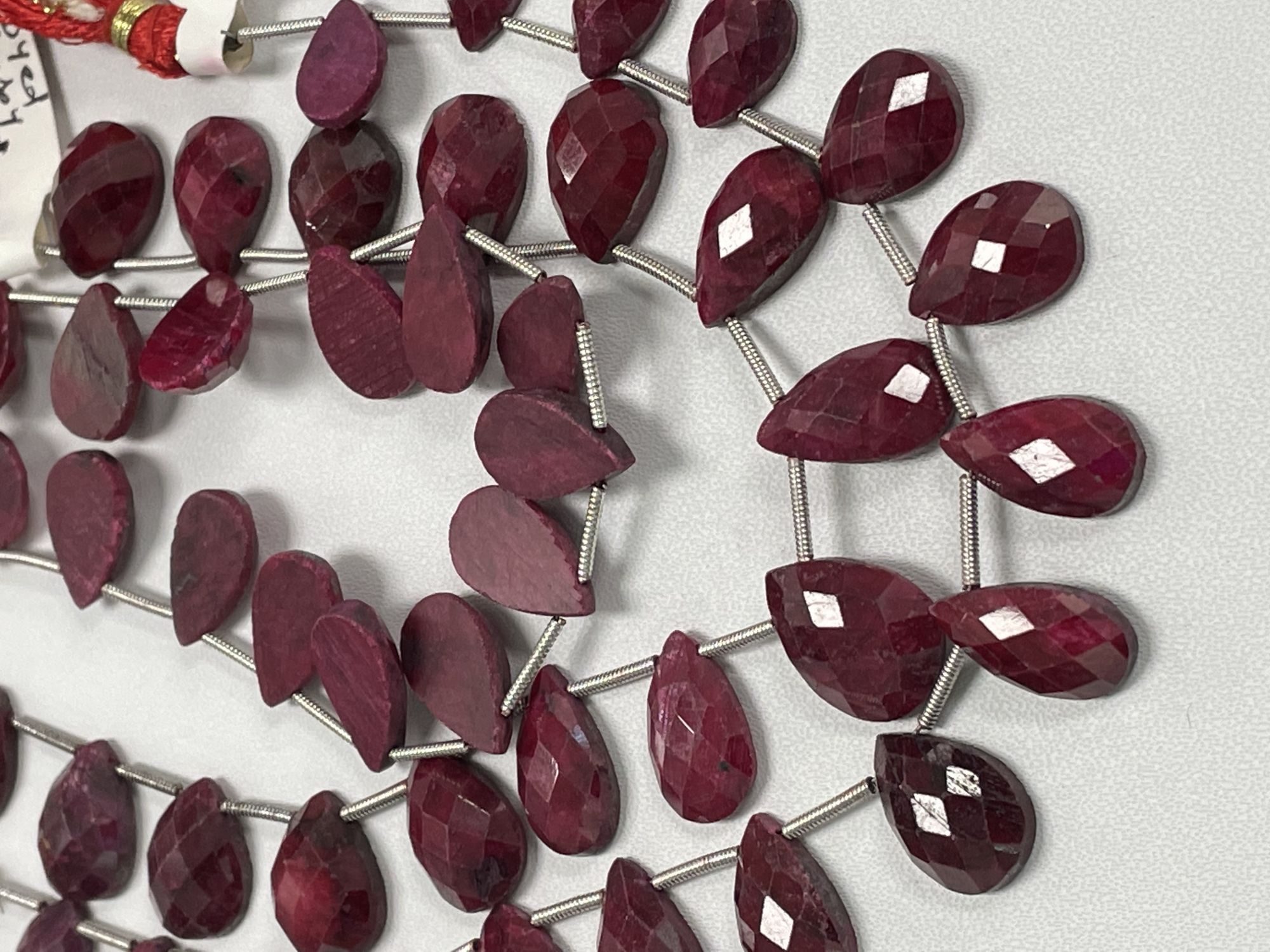 Dyed Ruby One Side Flat Pear Faceted