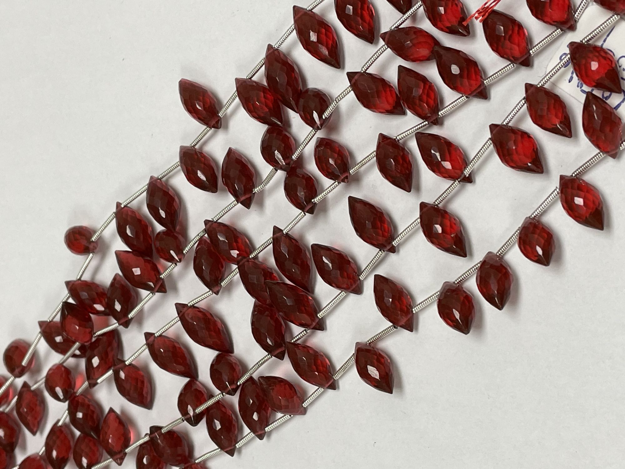 Red Hydro Quartz Puff Marquise Faceted