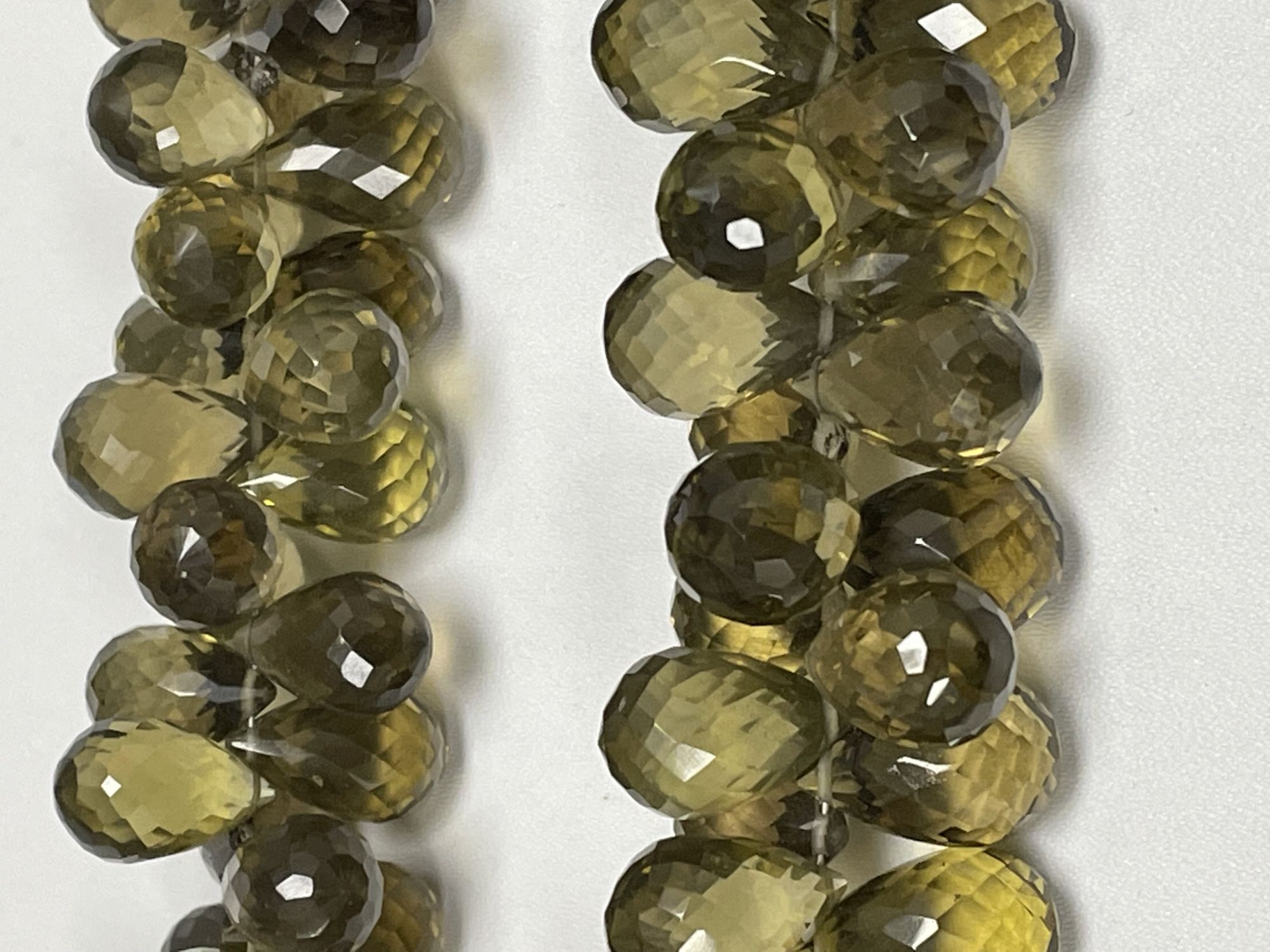 Olive Quartz Drop Faceted