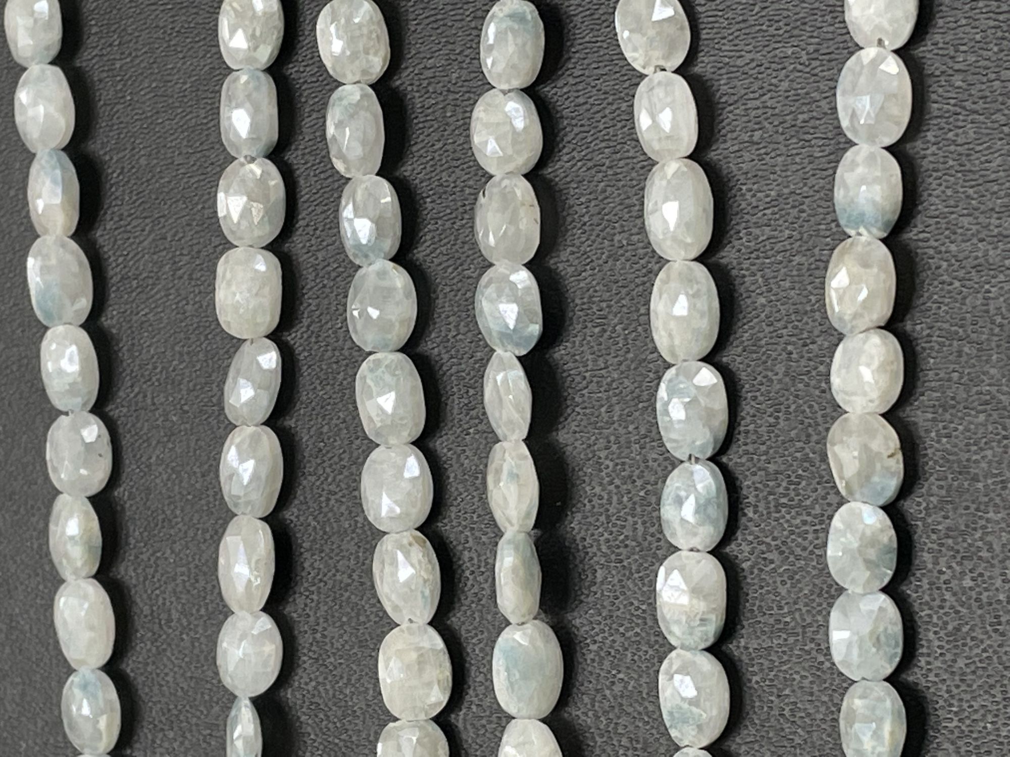 Blue White Silverite Oval Faceted