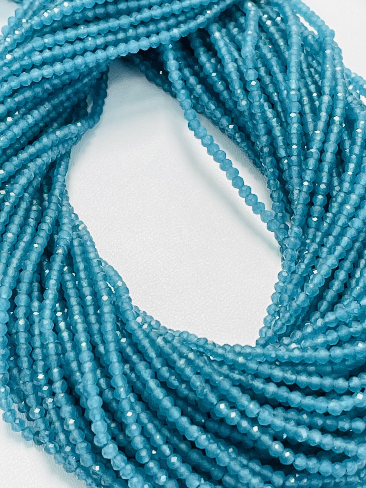 Teal Blue Onyx Rondelle Faceted