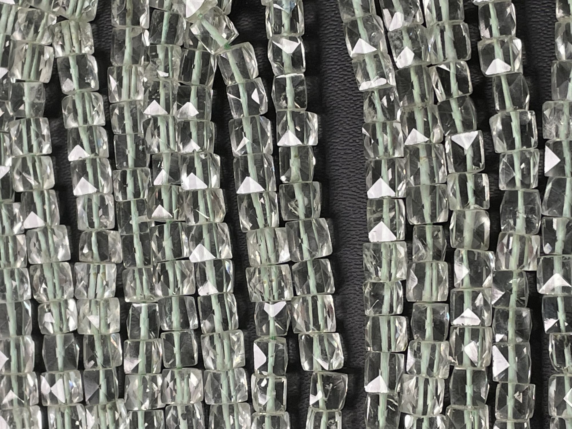 Green Amethyst Cube Faceted