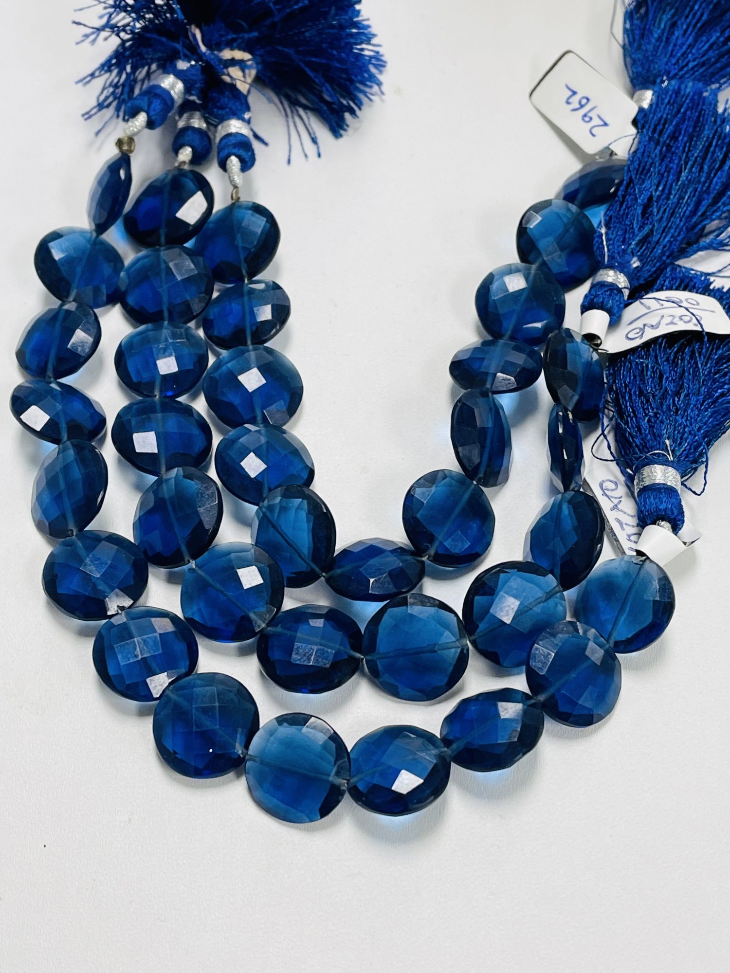 Navy Blue Hydro Quartz Coin Faceted