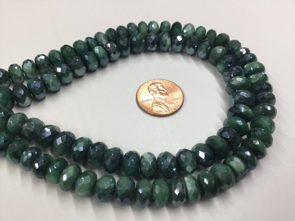 Caribbean Green Moonstone Rondelles Faceted