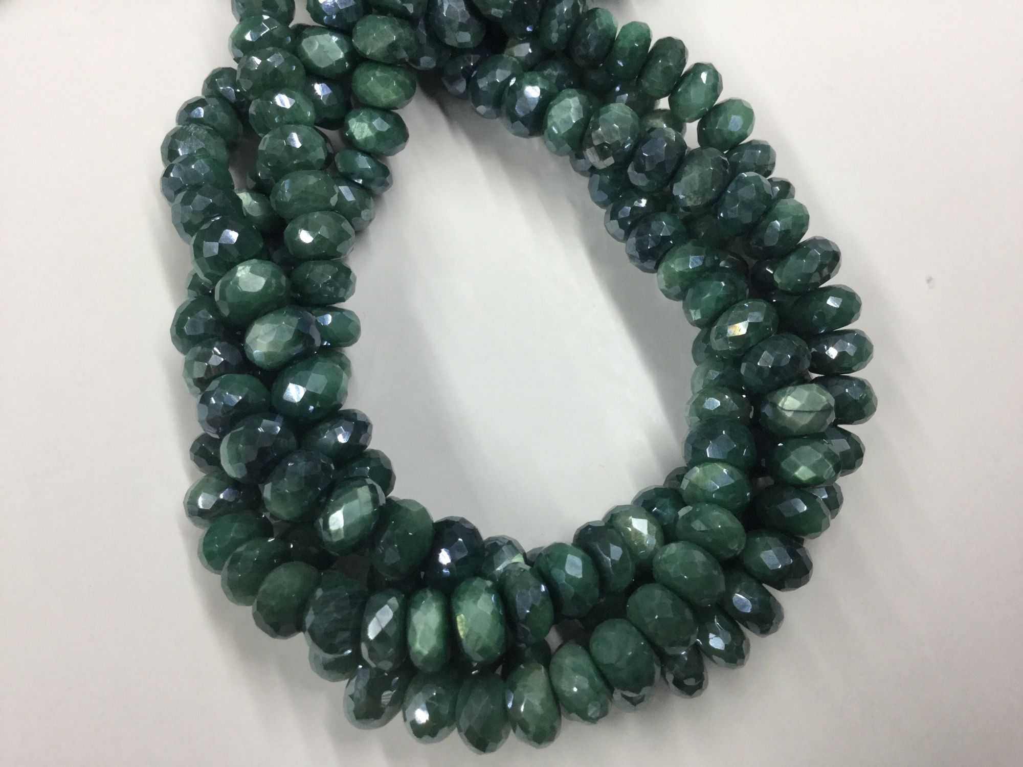 Caribbean Green Moonstone Rondelles Faceted