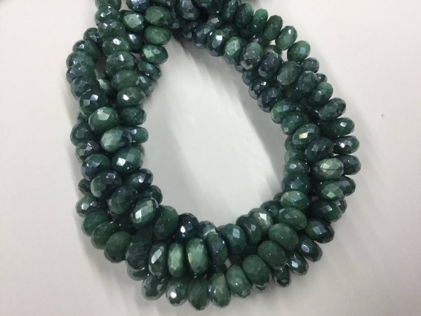 Caribbean Green Moonstone Rondelles Faceted
