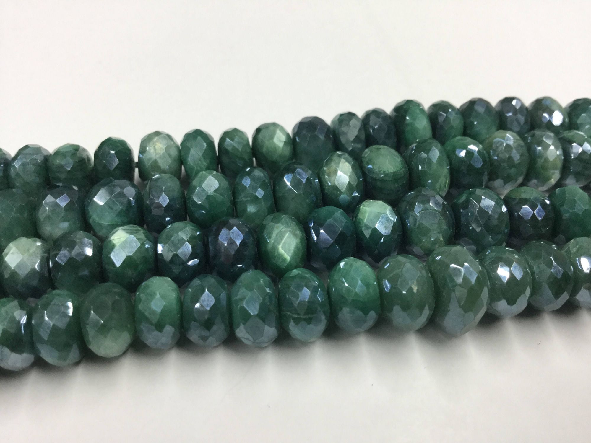 Caribbean Green Moonstone Rondelles Faceted