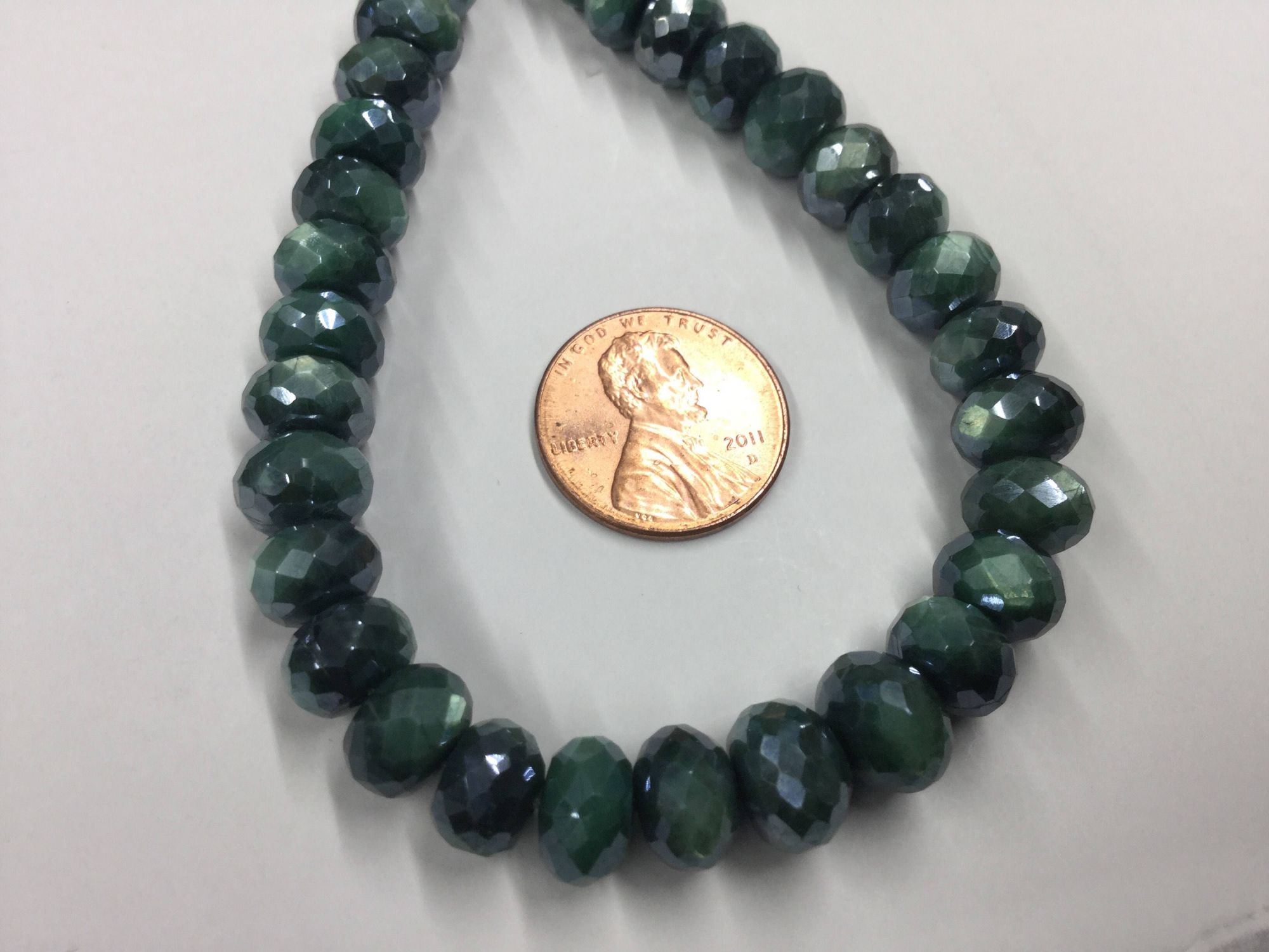 Caribbean Green Moonstone Rondelles Faceted