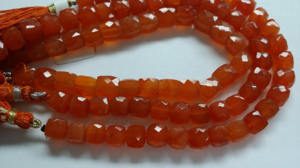 Carnelian Cube Faceted