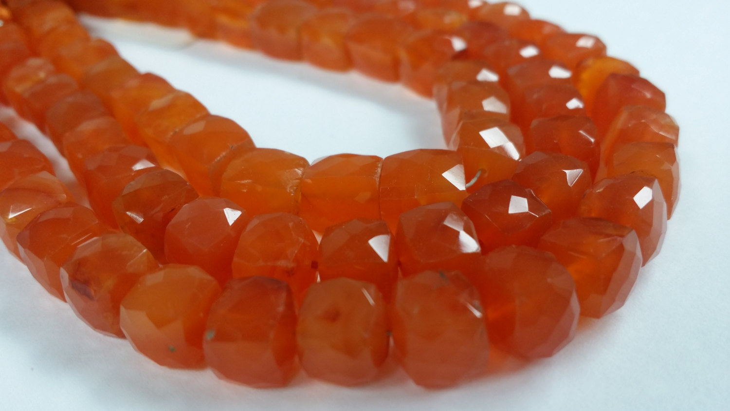 Carnelian Cube Faceted