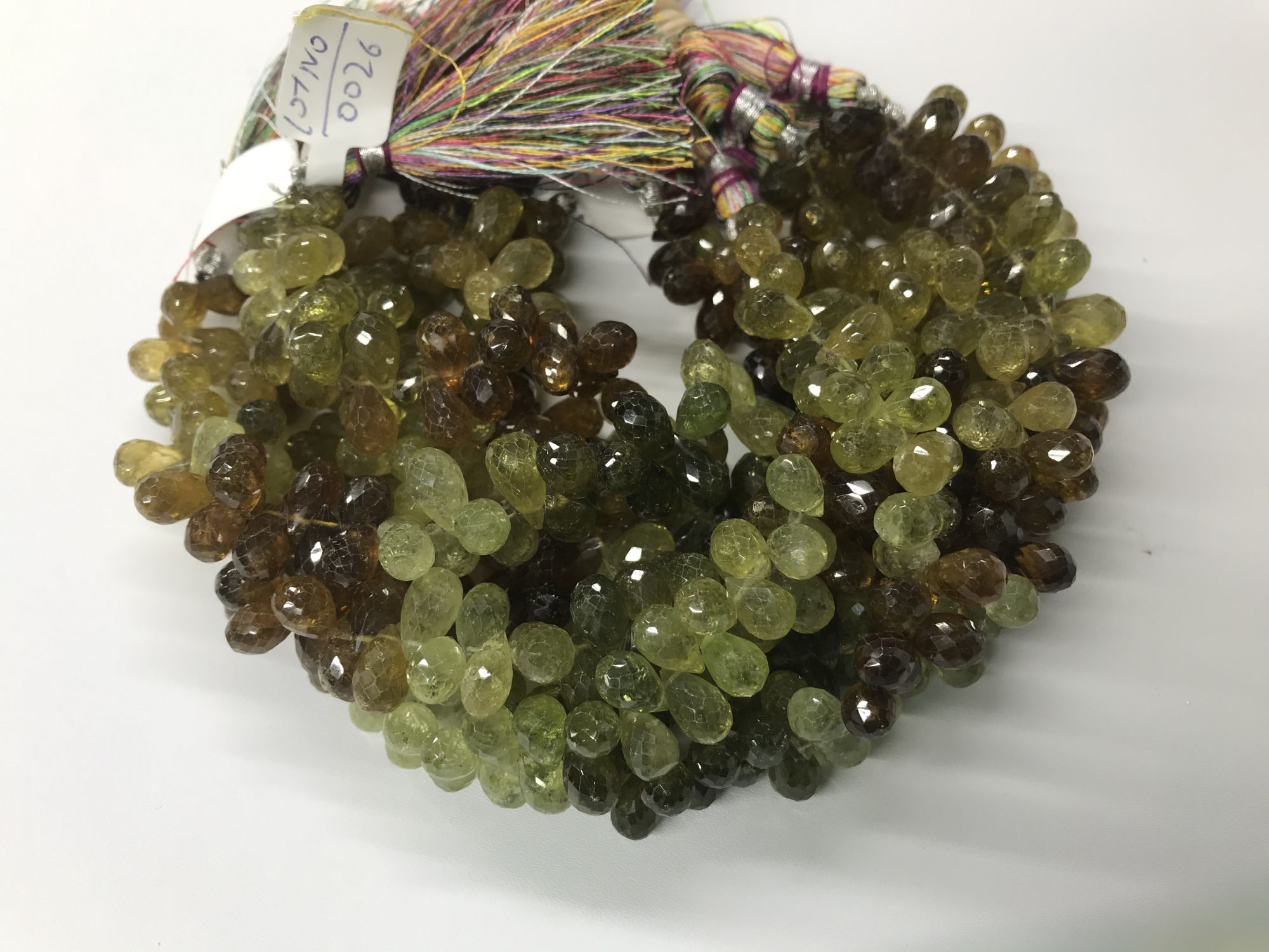 Green Grossular Garnet Drops Faceted