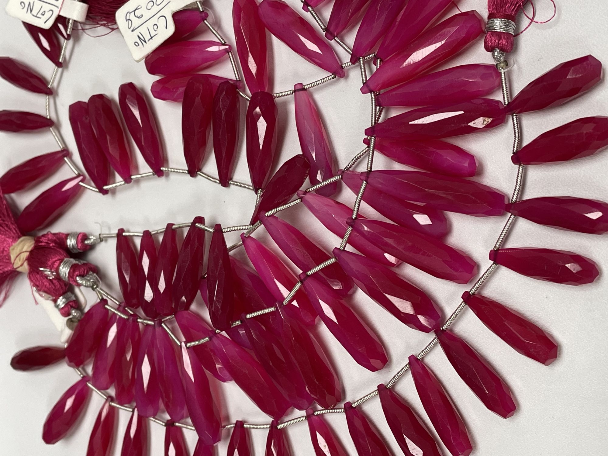 Pink Chalcedony Long Drops Faceted