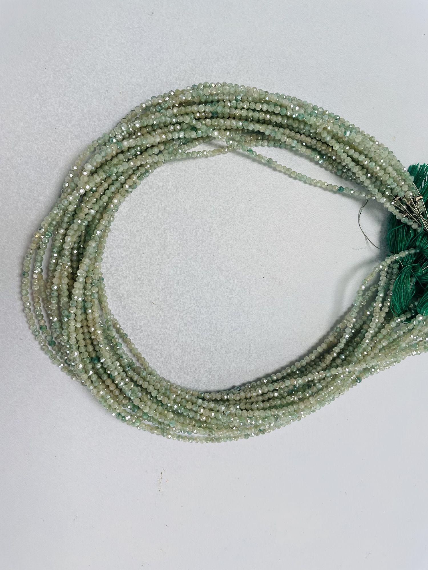 Green Coated Moonstone Rondelle Facted