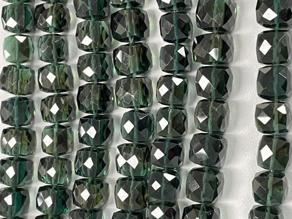 Dark Green Hydro Quartz Cubes Faceted