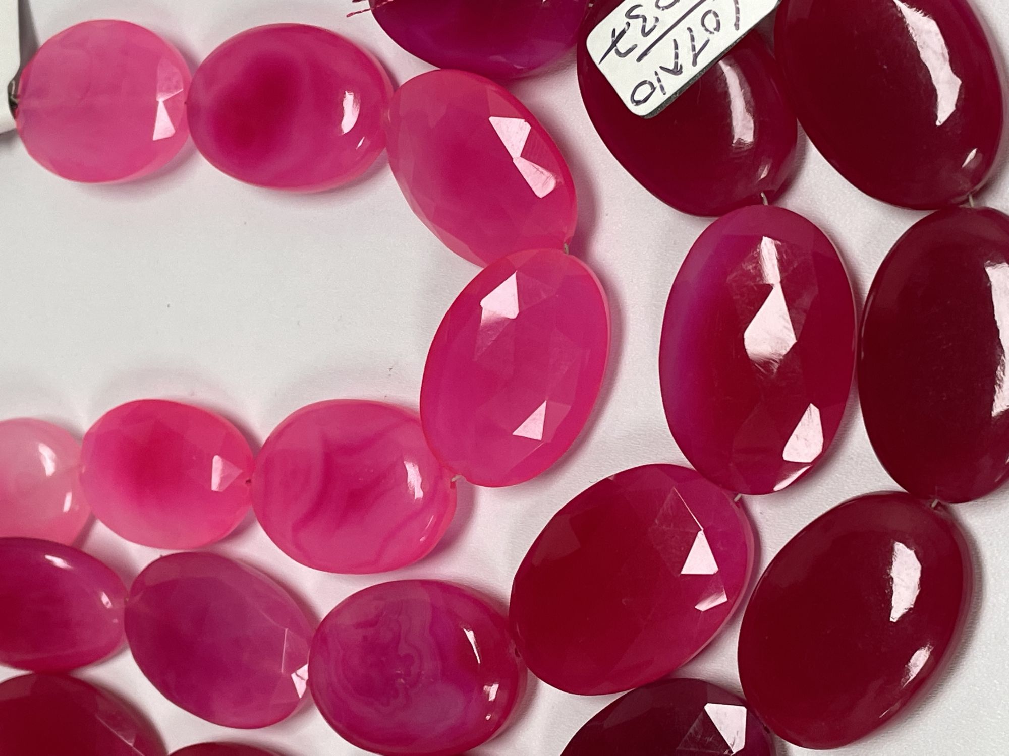 Pink Oval Chalcedony One side Faceted One side Smooth