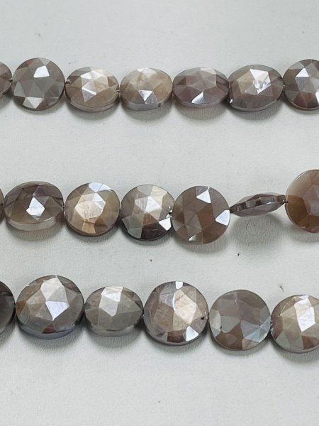 Coated Moonstone Coin Faceted