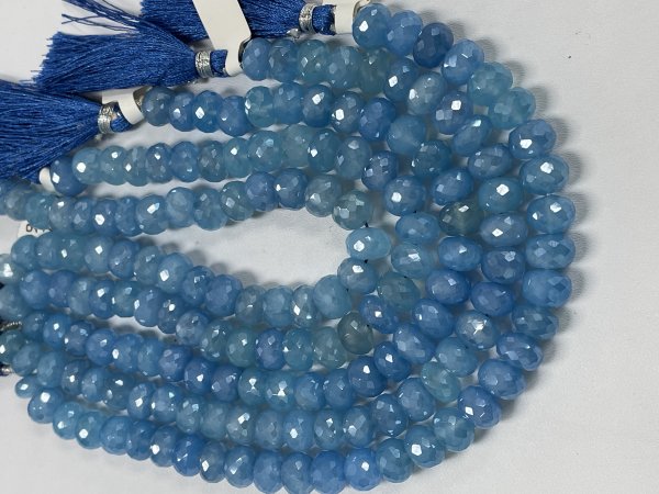 Coated Blue Chalcedony Rondelle  Faceted