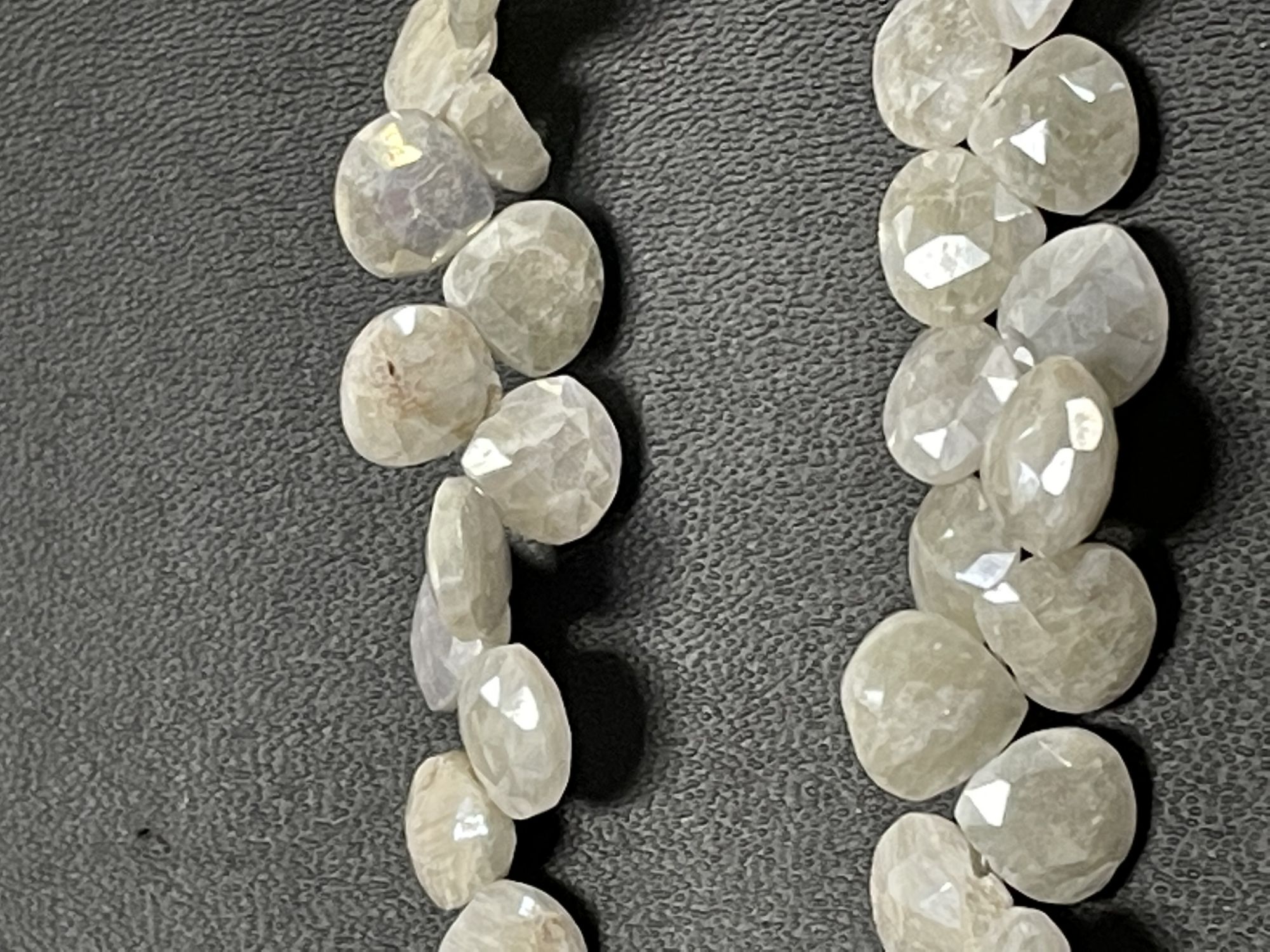 Pearl White Silverite Heart Faceted