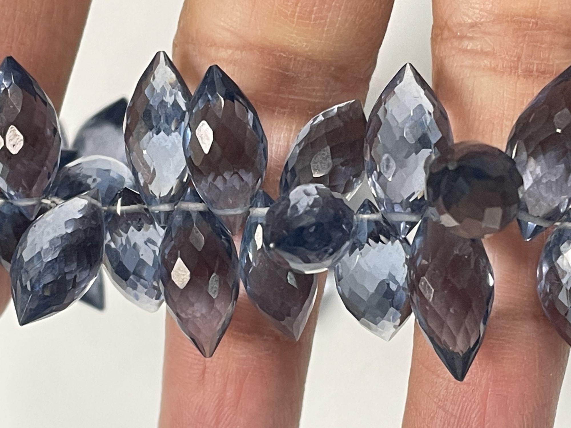 Grey Hydro Quartz Puff Marquise Faceted