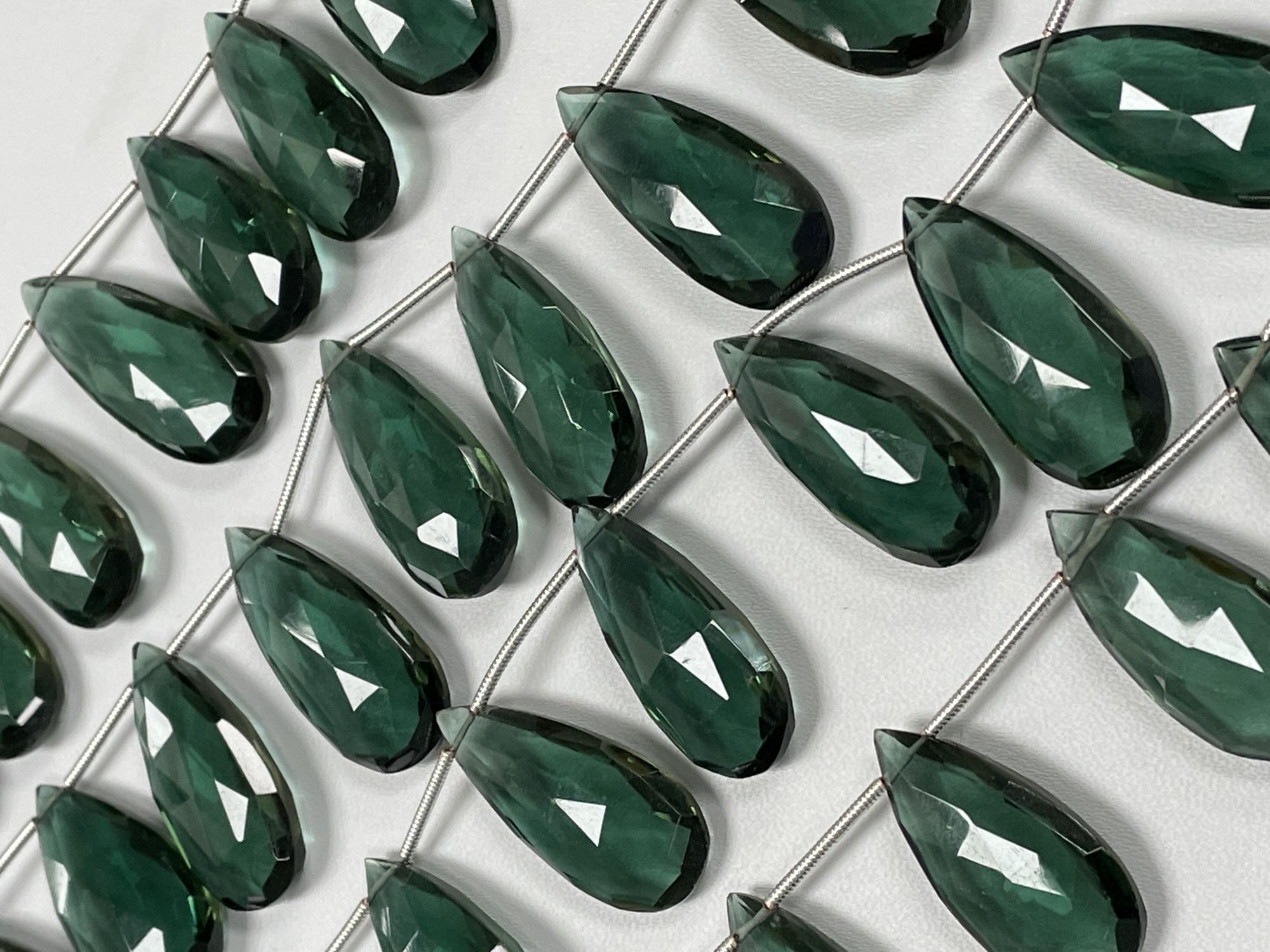 Green Hydro Quartz Long Pear Faceted