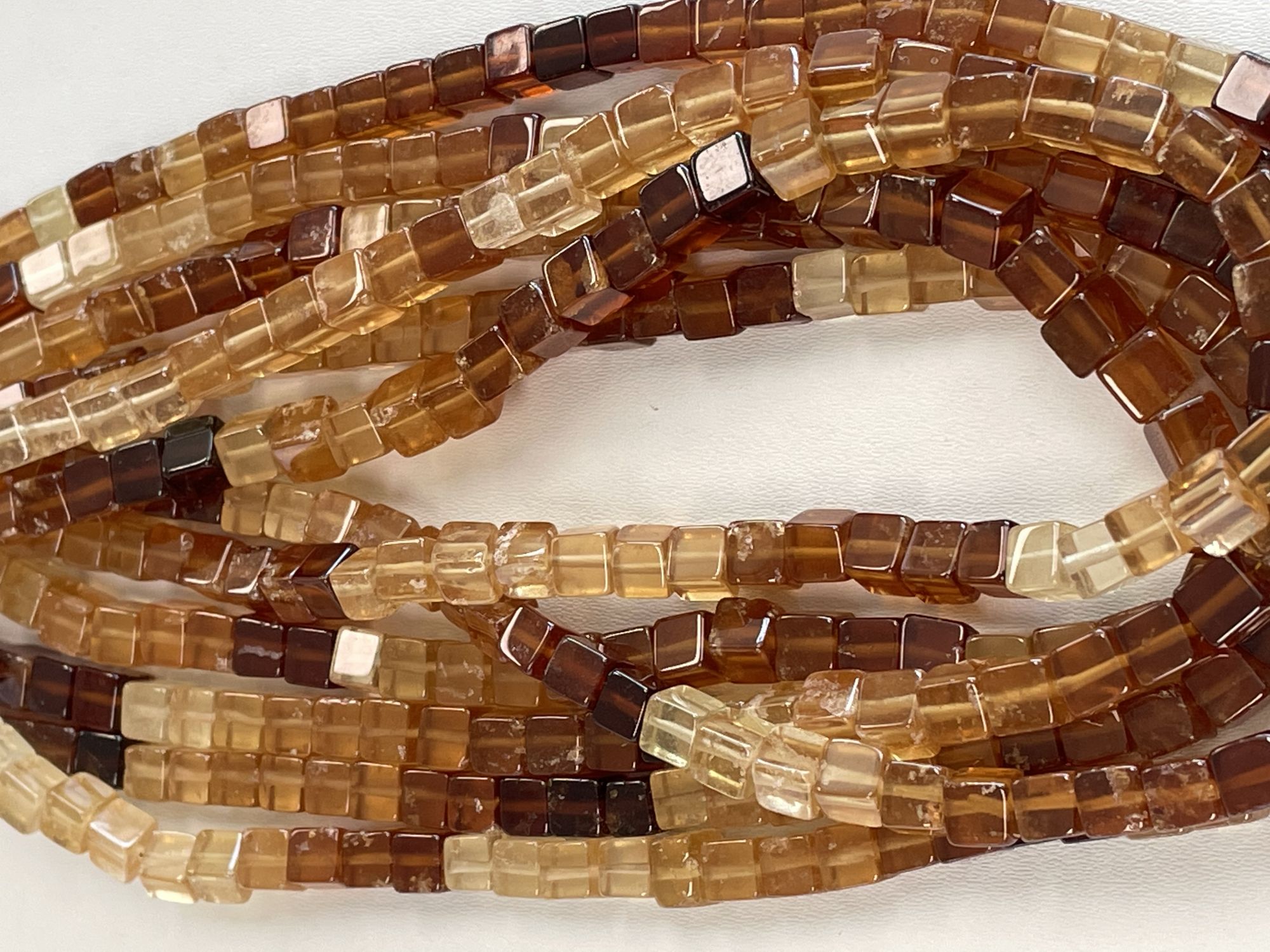 Shaded Hessonite Garnet Cube Faceted