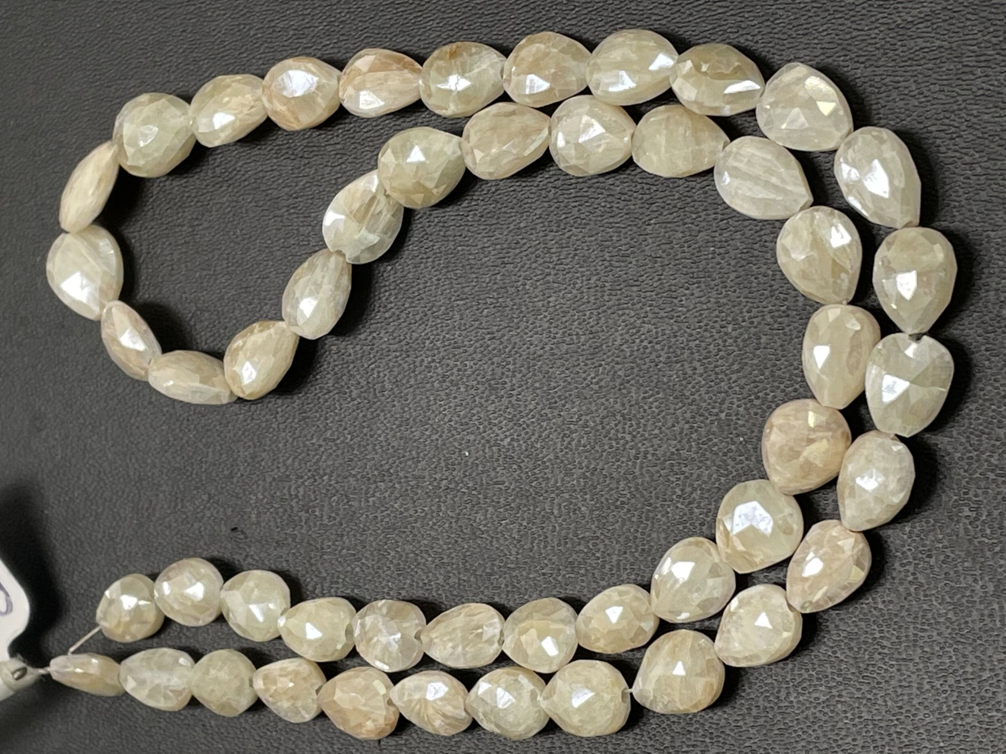 Pearl White Silverite Pear Faceted