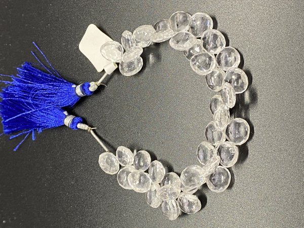 Crystal quartz hearts faceted