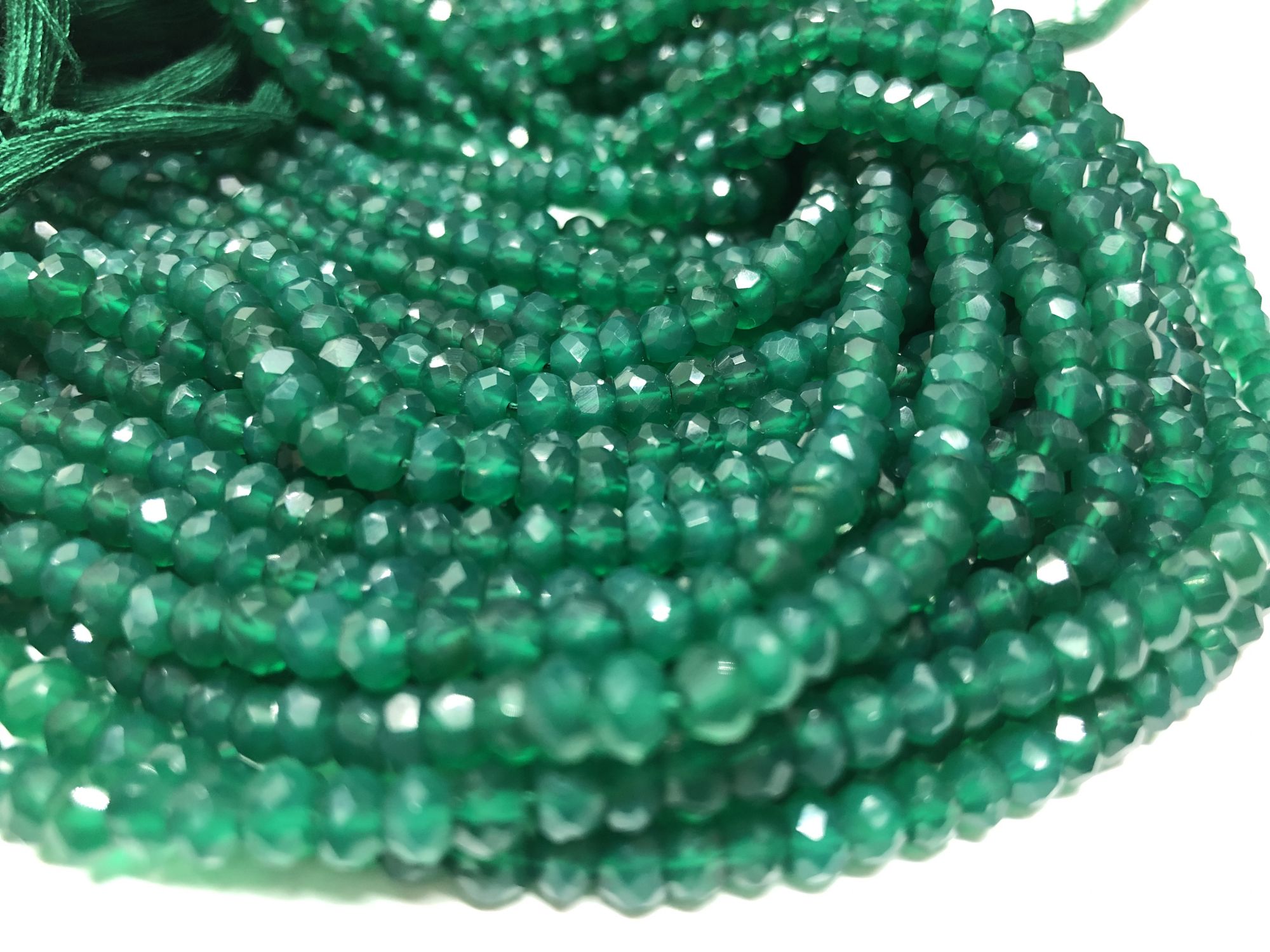 Green Onyx Rondelles Faceted